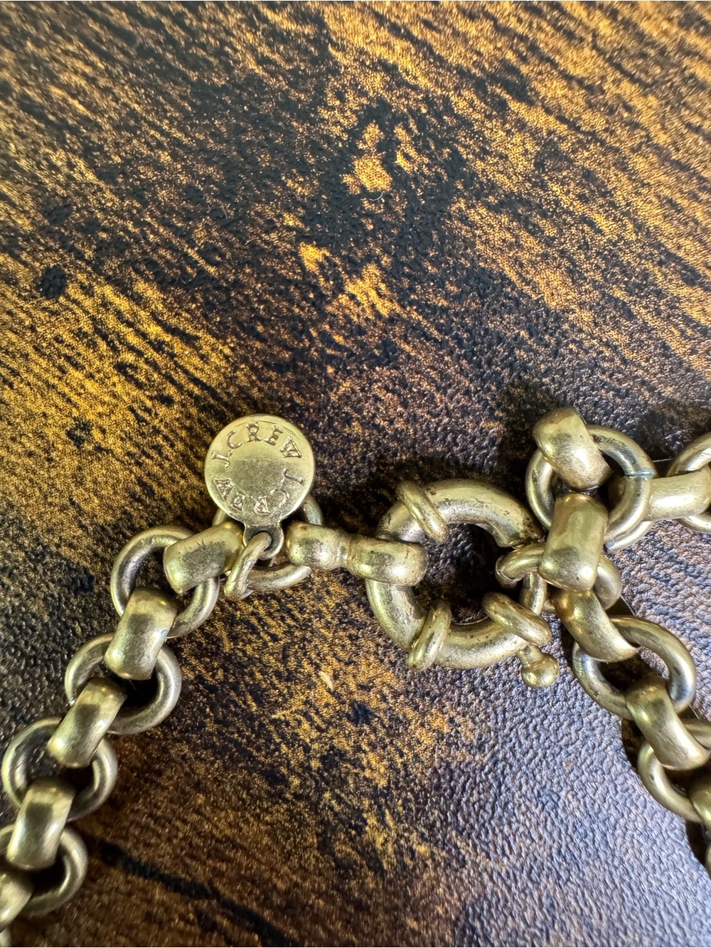 J. Crew Multicolor Geo Floral Deco Statement Bib Necklace in Antiqued Brass - Picture 5 of 7